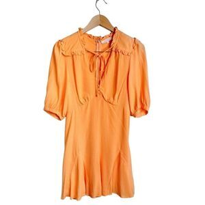 Olivaceous Romper Size Medium Orange V Neck Tie Front 2/4 Sleeve